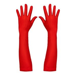 Satin Elbow Gloves Red